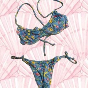 Floral Blue Bikini Set